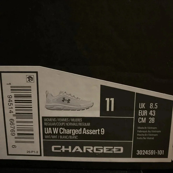 Under Armour Women Charged Assert 9 White Shoes Size 11 NIB Style 3024591-101 - Picture 8 of 10